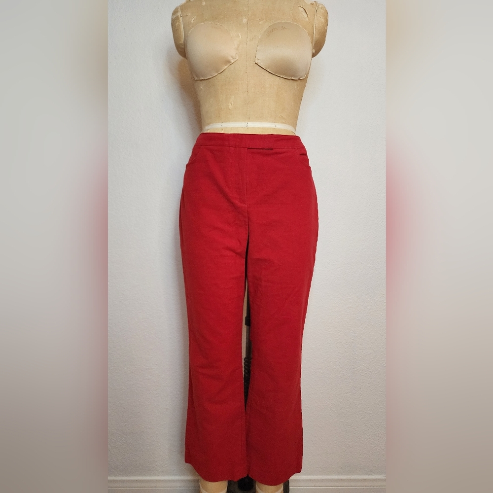 Theory Red Crop Moleskin Twill Trousers - Picture 3 of 9